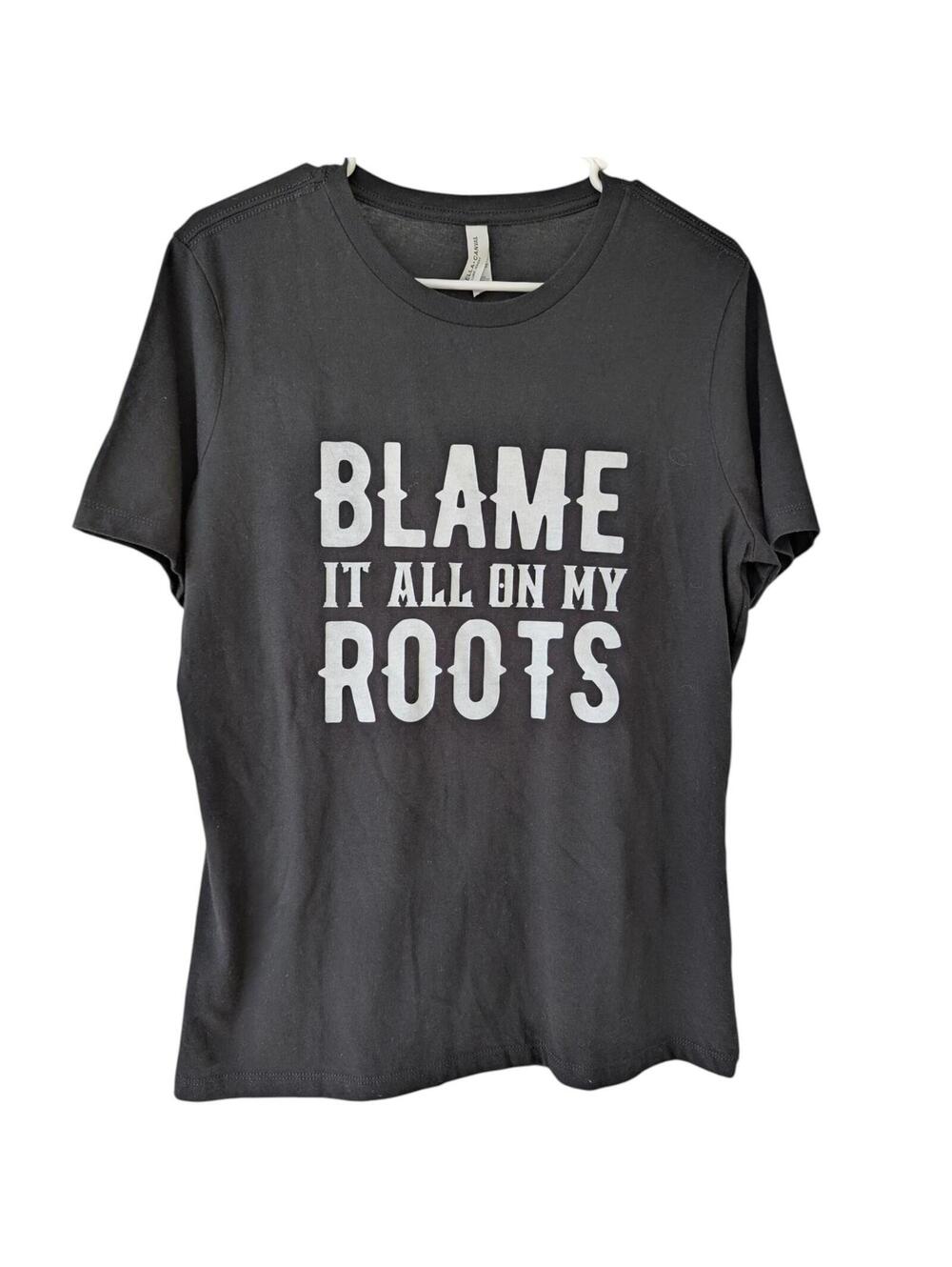 Garth Brooks Shirt Women’s Large Bella Canvas Black Band Blame it All on Roots